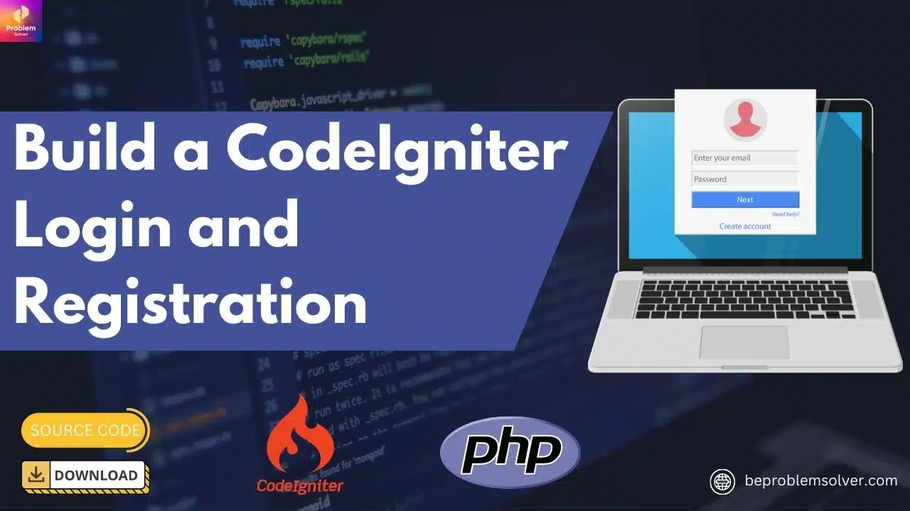 image of Learn to build a CodeIgniter Login and Registration with source code